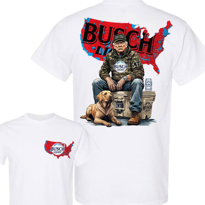 Busch Light Trump Hunting Camo Map Unisex Shirt,US Presidential Election 2024 Map Shirt, Trump won 47th president Election 2024 Shirt, Busch Light Trump With Local Boy Cotton hoodie