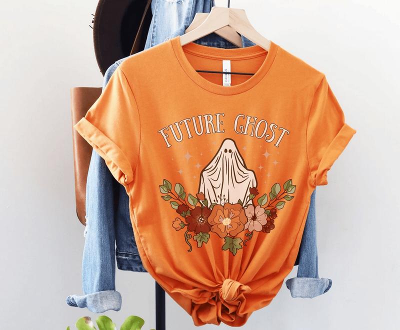 Floral Future Ghost Shirt, Funny Halloween Ghost T-Shirt, Cute Boho Retro Trick Or Treat Tee, Spooky Season Gift For Her, Halloween Party, Unisex Cott