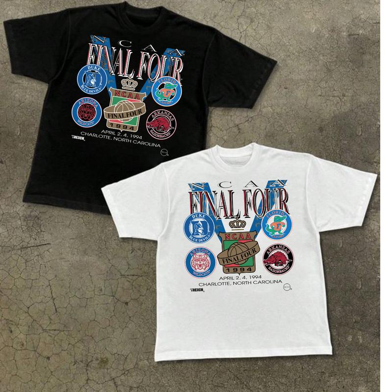 Vintage NCAA Final Four 1994 Duke Florida Gatos Arkansas Arizona T-shirt Top Menswear Fitted Medium Short Sleeve Street Style Tee Underwear Streetwear 90s vintage