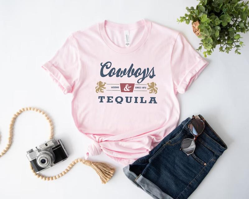 Cowboys and Tequila Unisex T-Shirt, Cowgirl And Tequila T-shirt Comfort Fabric