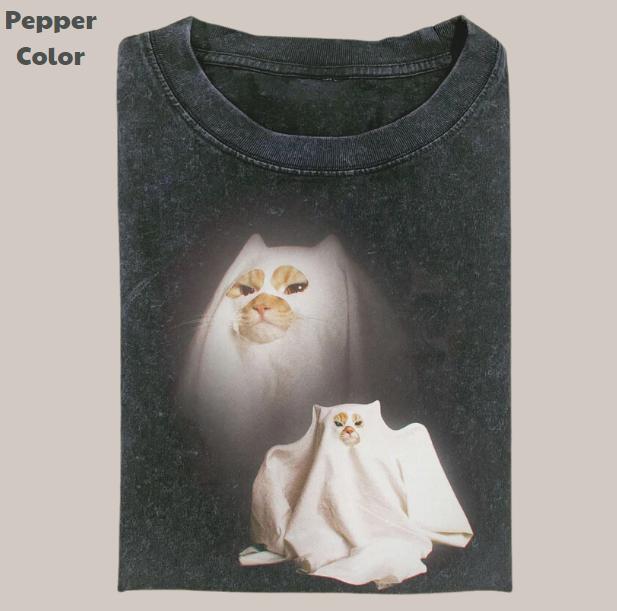 Retro Funny Vintage Graphic Tee, Ghost Kitten T-Shirt, Unisex Meme Cringe Funny Dumb Shirt, Menswear Womenswear Streetwear