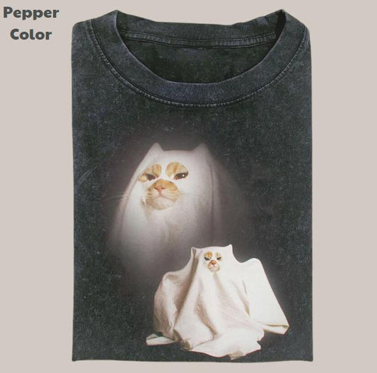 Retro Funny Vintage Graphic Tee, Ghost Kitten T-Shirt, Unisex Meme Cringe Funny Dumb Shirt, Menswear Womenswear Streetwear