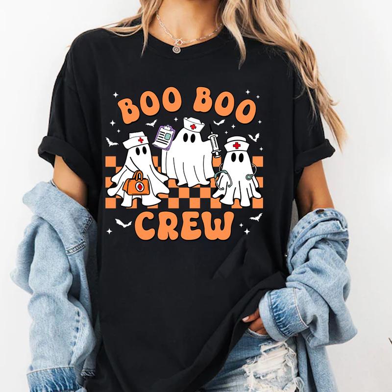 Funny Nurse Halloween Shirt, Halloween Ghost Nurses Comfort Colors, Retro Nurse Shirt, Spooky Nursing Student Halloween Tee, ER Nurse Gift