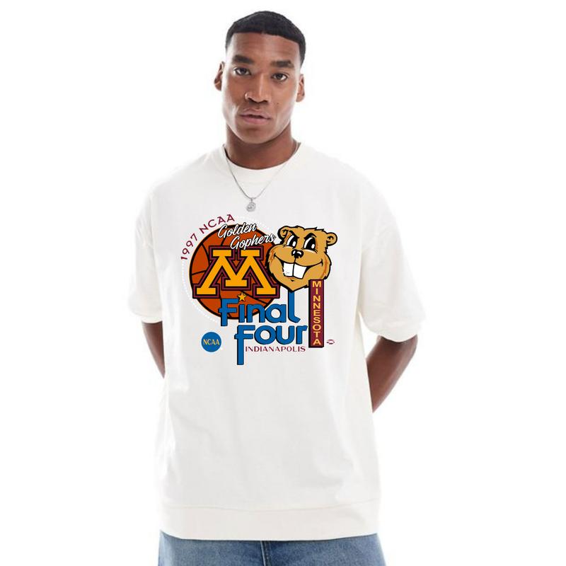 NCAA Final Four Indianapolis Minnesota T-shirt Basketball Top Menswear Fitted Medium Short Sleeve Street Style Tee Underwear Streetwear 90s vintage