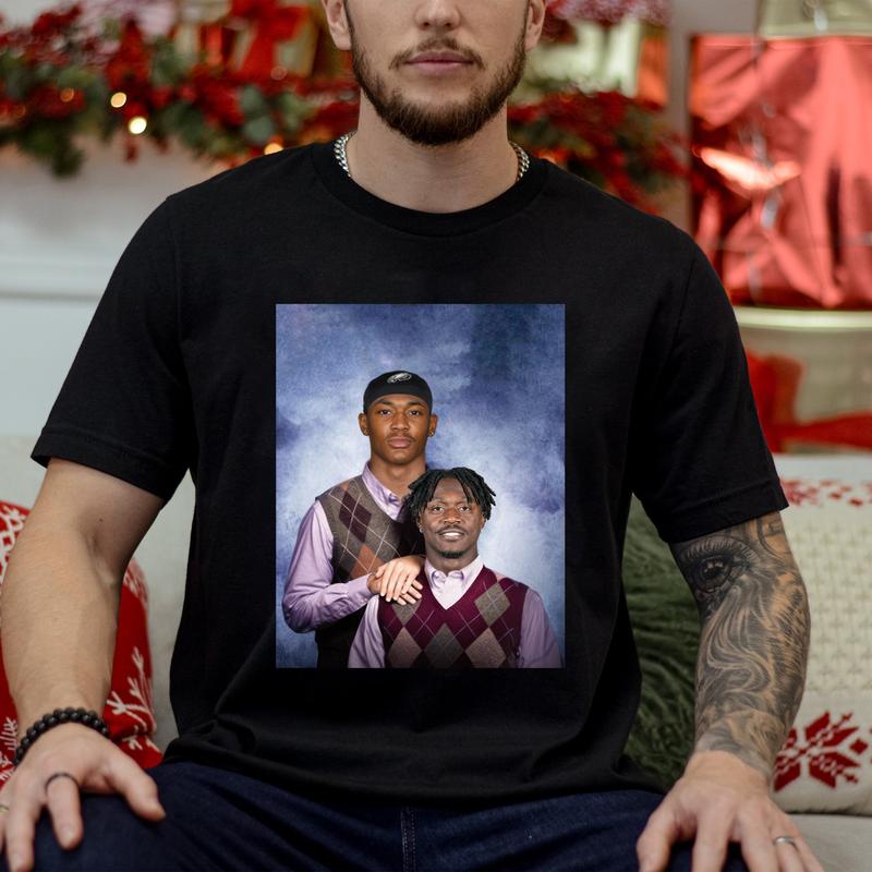 Devonta Smith Aj Brown Step Bros Parody T-Shirt, Funny Football 90s Bootleg Unisex Shirt Classic Cotton Fabric Jersey Medium Menswear Top Collar