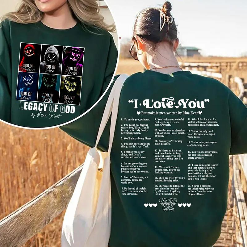 Legacy of Gods Book Quotes 2 Sides Sweatshirt, Legacy of Gods Heathens, Rina Kent Merch, Dark Romance Shirt, Bookish Merch, Unisex T-Shirt, Sweatshirt
