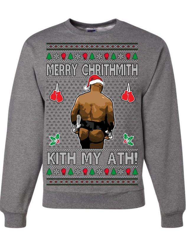 Merry Chrithmith Kith My Ath, Mike Tyson Butt Viral Kiss My Ass Boxing Fight Meme, Men Women Funny Ugly Christmas Sweater,  Ugly Christmas Gift