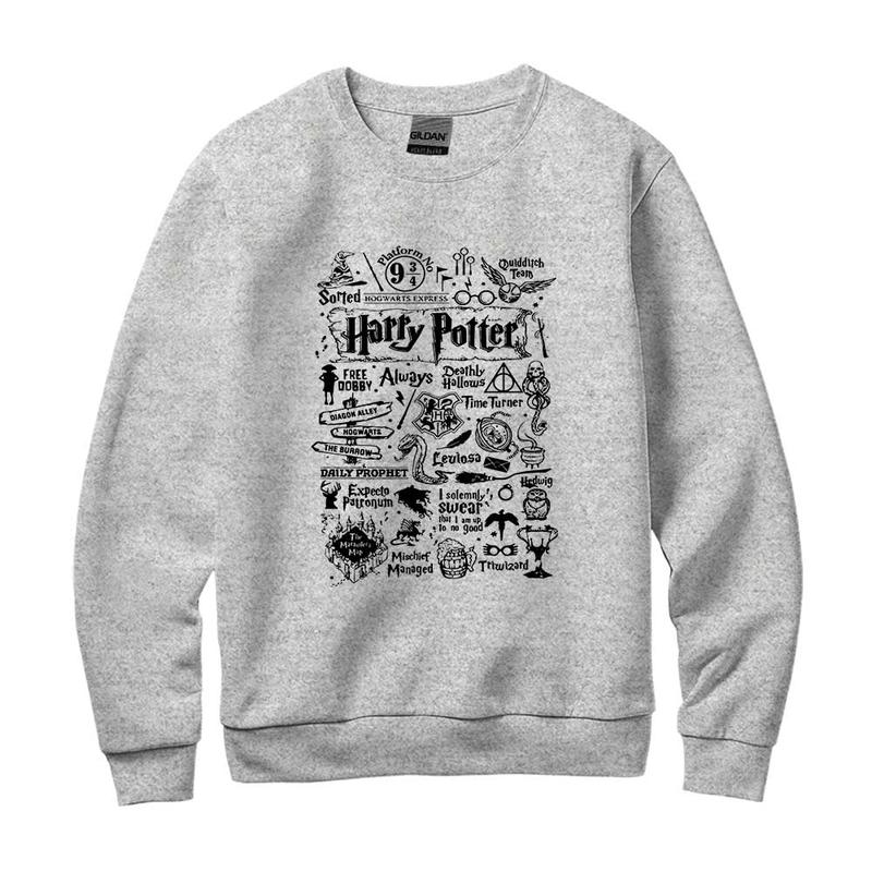 HP Iconic Quotes Unisex Sweatshirt, Hogwarts Hoodie, HP Signature Things T-Shirt, Cotton Relaxed Fit Sweaters Pullover potterhead gift