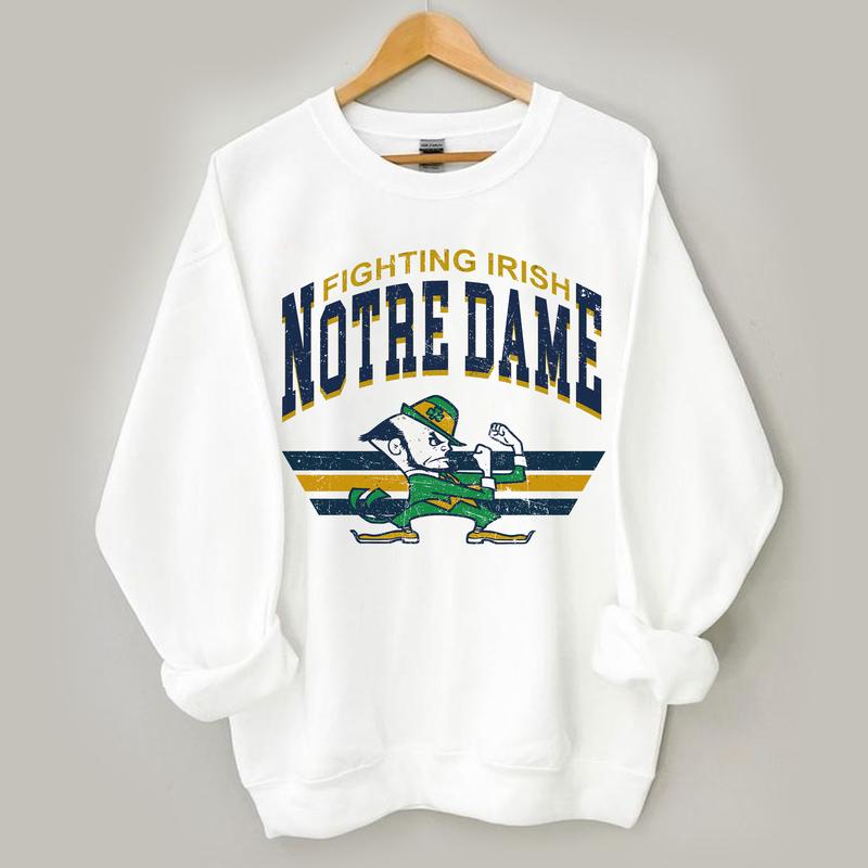 Notre Dame Fighting Irish Vintage Football Fashion NCAA Sweatshirt, The University of Notre Dame Unisex Vintage NCAA Sweatshirt, Classic Football Sweatshirt, Gifts For Football Fan Sport