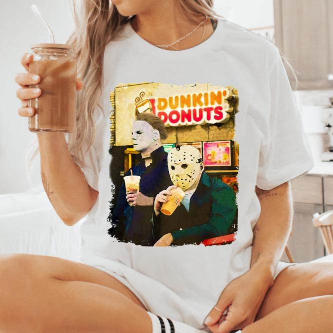 Funny Halloween Tee Jas0n And Michael Shirt Jas0n V00rhees T-Shirt Women & men T-Shirt  Cotton Unisex Comfort Fabric Comfortable Top