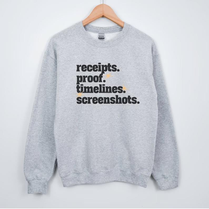 RHOSLC Receipts, Proof, Timelines Unisex Crewneck Sweatshirt, Real Housewives of Salt Lake City, Heather Gay, Monica Garcia, Lisa Barlow  - Unisex T-S