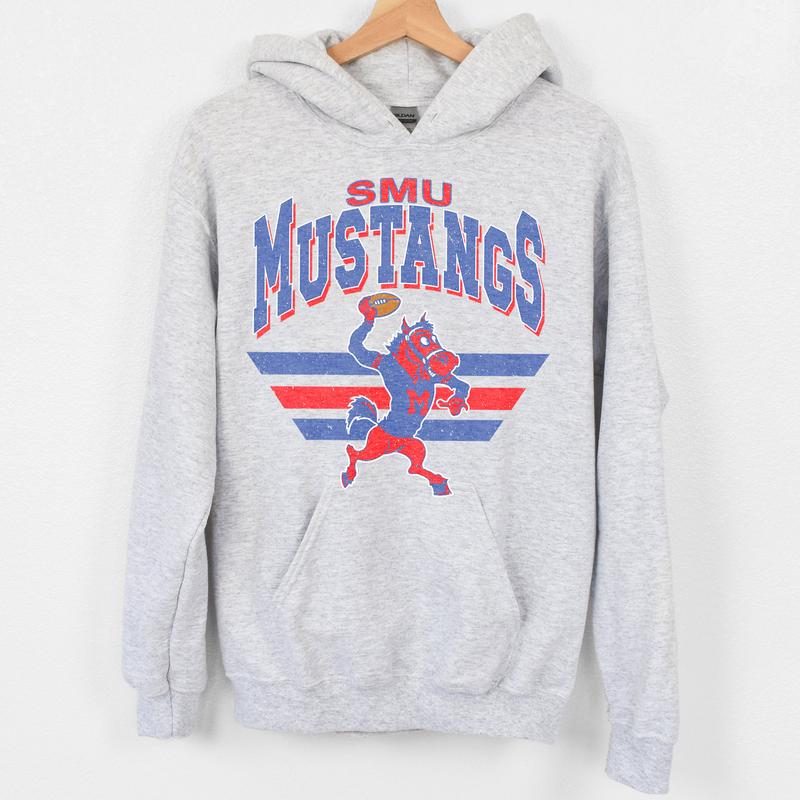 SMU Mustangs Vintage NCAA Sweatshirt, Unisex Mustangs Football Shirt, Classic Sport Hoodie, Gifts for Football Fans, Cotton T-Shirt, Hoodie
