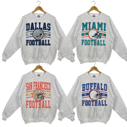 Vintage All Team Football in Ash Color Sweatshirt, Gift for Football Fans, Football Game Day Season Shirt