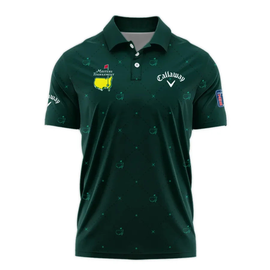 Dark Green Pattern In Retro Style With Logo Masters Tournament Callaway Polo Shirt Style Classic Pol