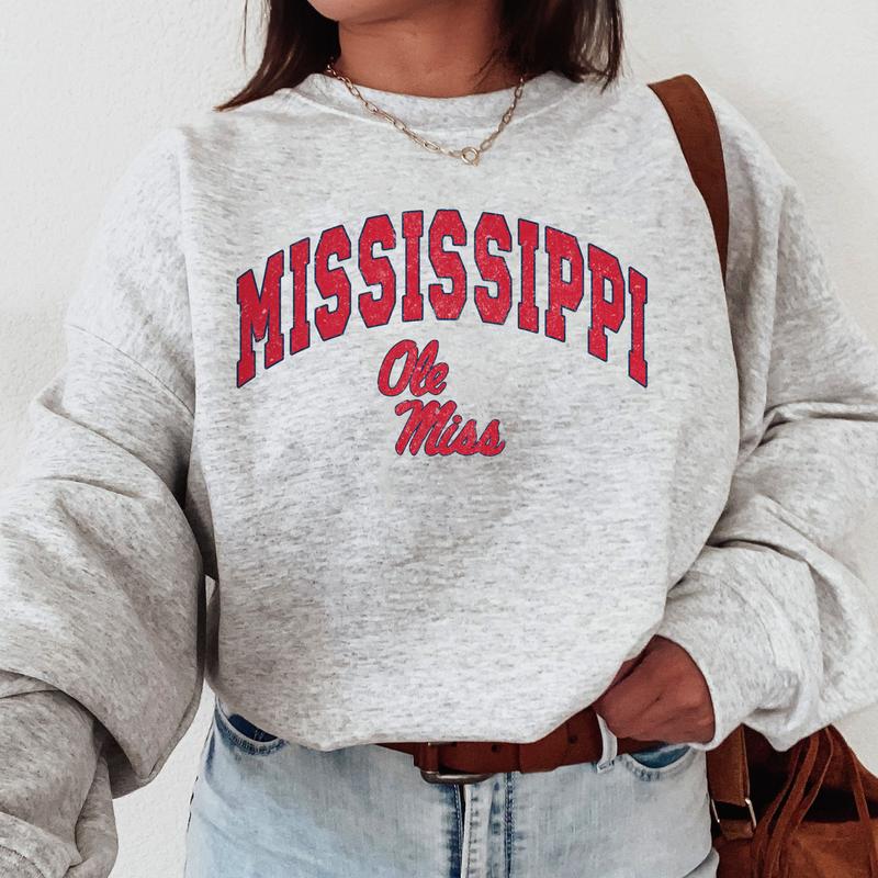 Ole Miss Rebels Vintage Football NCAA Trendy Sweatshirt, University of Mississippi Unisex Football NCAA Shirt, Gift For Men, Gift For Girls, Crewneck,