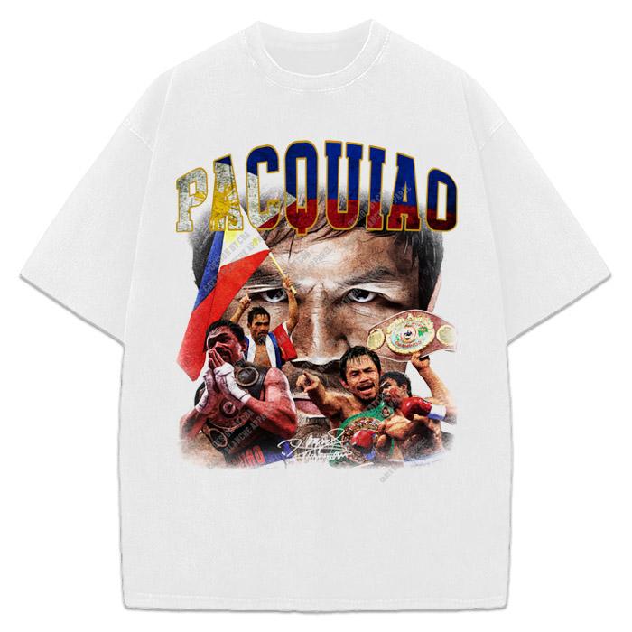 Manny Pacquiao Pacman Goat Boxing Vintage Style Graphic Design T-Shirt Graphic Tee Crewneck Cotton Menswear Top