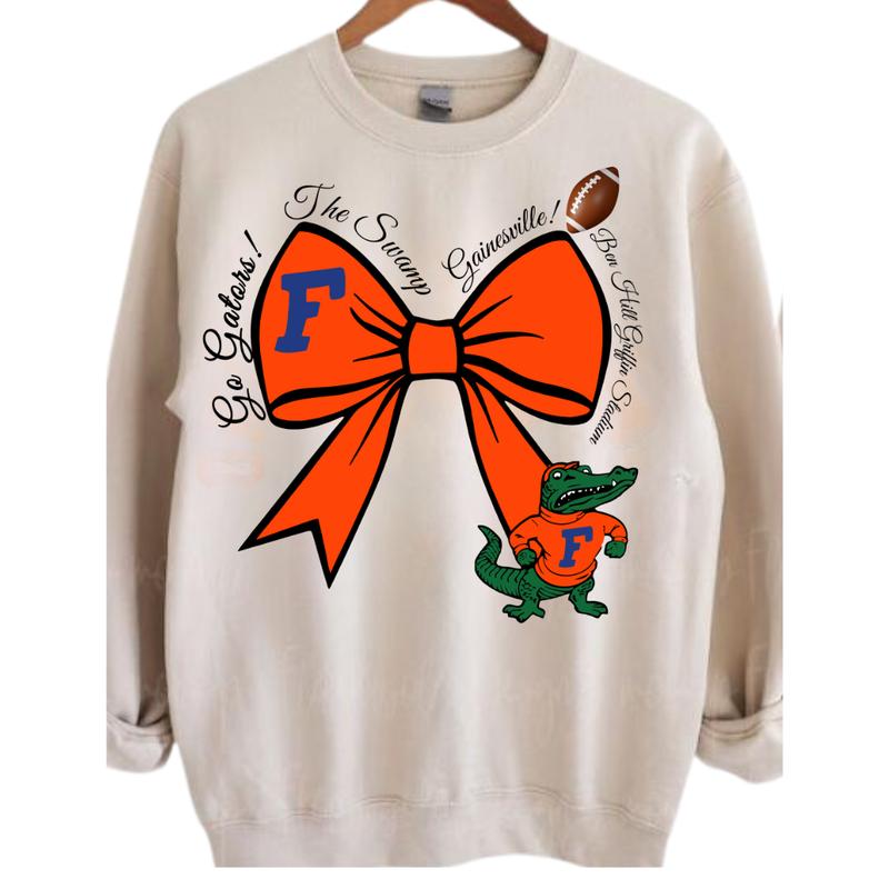 Vintage College Football Bows Inspired Sand Crewneck Sweatshirt, Vintage Football Coquette Sweatshirt, Vintage NCAA Crewnecks, Gift For Fans