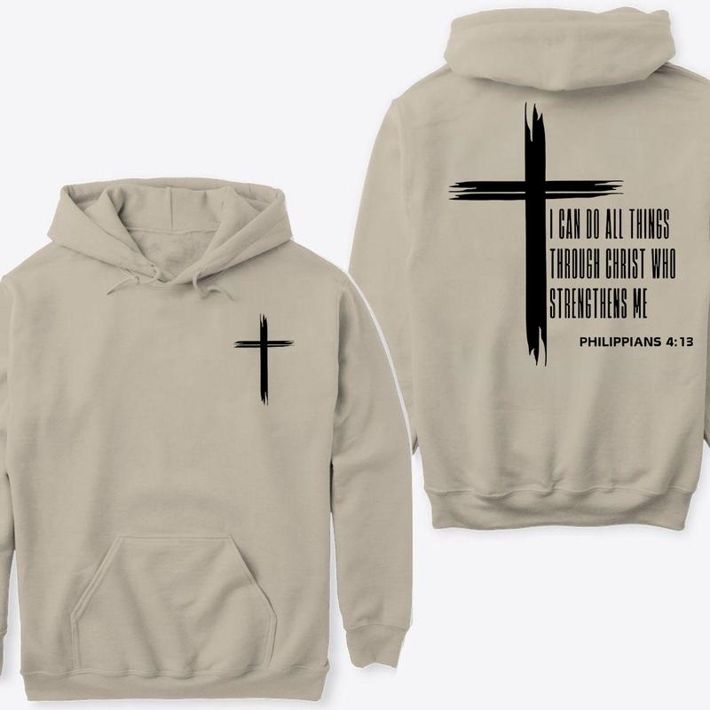 Cross Verse Hoodie - Classic Religious Design with Philippians 4:13 for Christians and Scripture Fans, Unisex Hoodie