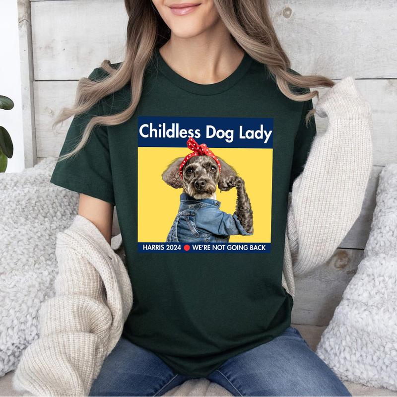 Harris 2024 T-Shirt, Childless Dog Lady, Doodle Dog Shirt, Kamala Harris Campaign, Cute Funny Dog Tshirt, President Harris Tee Top Womenswear