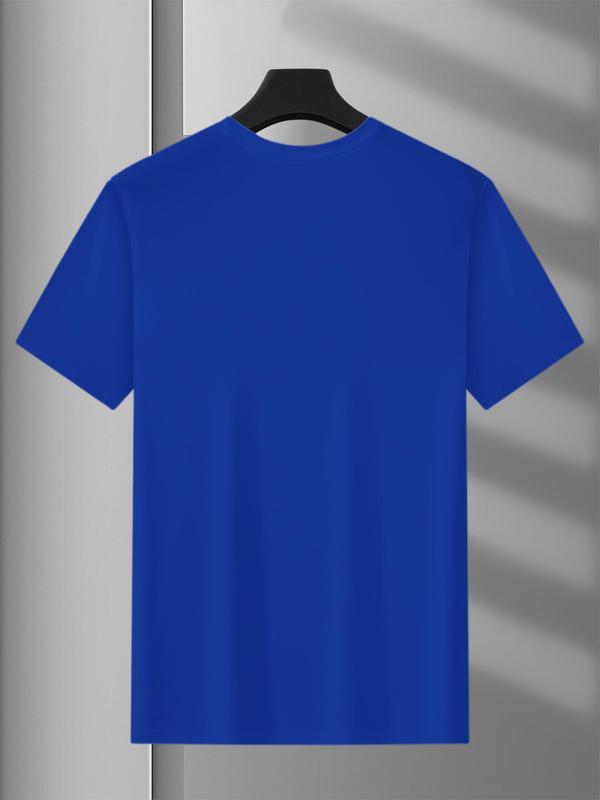 Men's Regular Fit Dinosaur & Letter Print Round Neck Tee, Summer Clothes, Casual Soft Comfy Graphic Short Sleeve T-shirt for Summer, Slogan Tees, Men's Top for Daily Wear