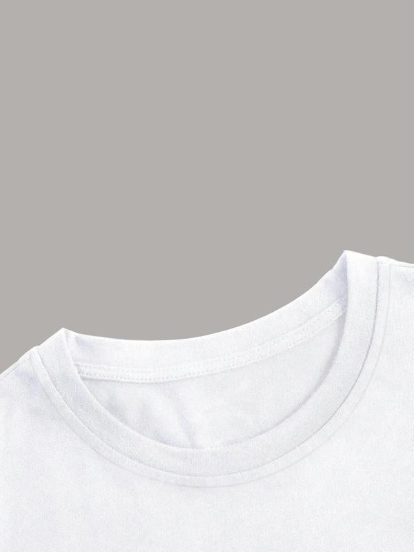 Men's Regular Fit Letter Print Round Neck Short SleeveÂ Tee, Casual Crew Neck Graphic T-shirt For Daily Wear, Fashion Comfy Men's Top For All Seasons