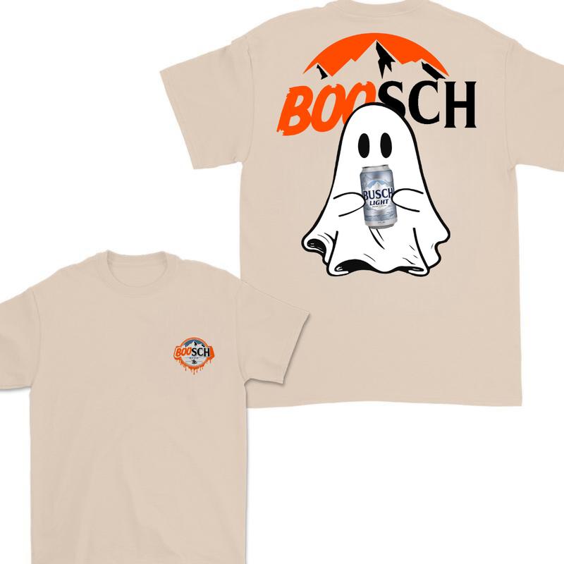 Boosh Light Boo Ghost Cute Halloween 2 Sided T-Shirt, Busch Light Halloween Shirt For Men And Women, Halloween Cute Ghost Trendy Shirt