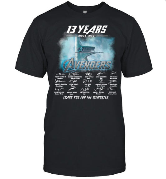 13 Years 2008 2021 Of The Avengers Signatures Thanks For The Memories shirt_1