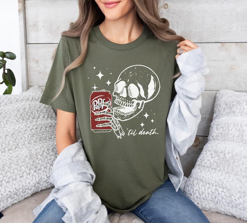 Till Death Dr. Pepper Sweatshirt, Skeleton Sweatshirt Hoodie, Halloween Sweater Hoodie, Cute Dr Pepper Shirt, Skeleton Drinking Dr. Pepper Sweatshirt,   For Men For Women, Gift For Her, Printed In The USA