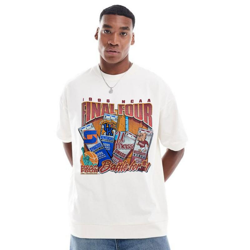 Vintage Final Four Salem NCAA  1996 Kentucky Syracuse UMass Misissippi T-Shirt Cotton Short-sleeve Retro Streetwear Tshirt Menswear Top