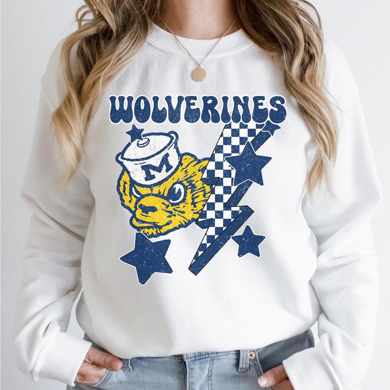 Michigan Wolverines Seminoles Vintage Football NCAA Sweatshirt, University of Michigan Vintage Sweatshirt, Unisex Vintage Sweatshirt NCAA, Classic Spo