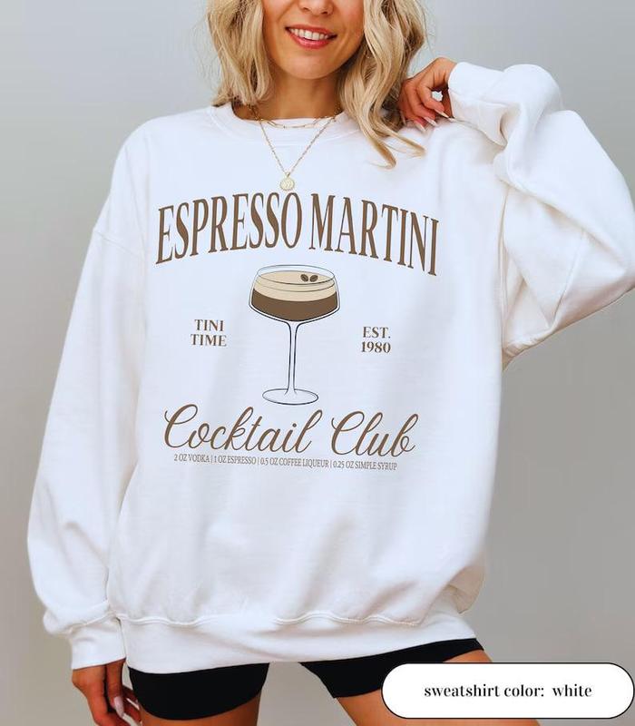 Espresso Martini Sweatshirt, Tini Time Sweatshirt, Retro Cocktail Club Sweatshirt, Funny Social Club Crewneck, More Espresso Less Depresso Sweatshirt,