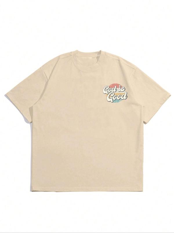 Men's Letter Print Round Neck Tee Summer Clothes, Casual Regular Fit Short Sleeve Crew Neck T-shirt for Summer, Graphic Tees, Fashion Men's Streetwear for Daily Wear