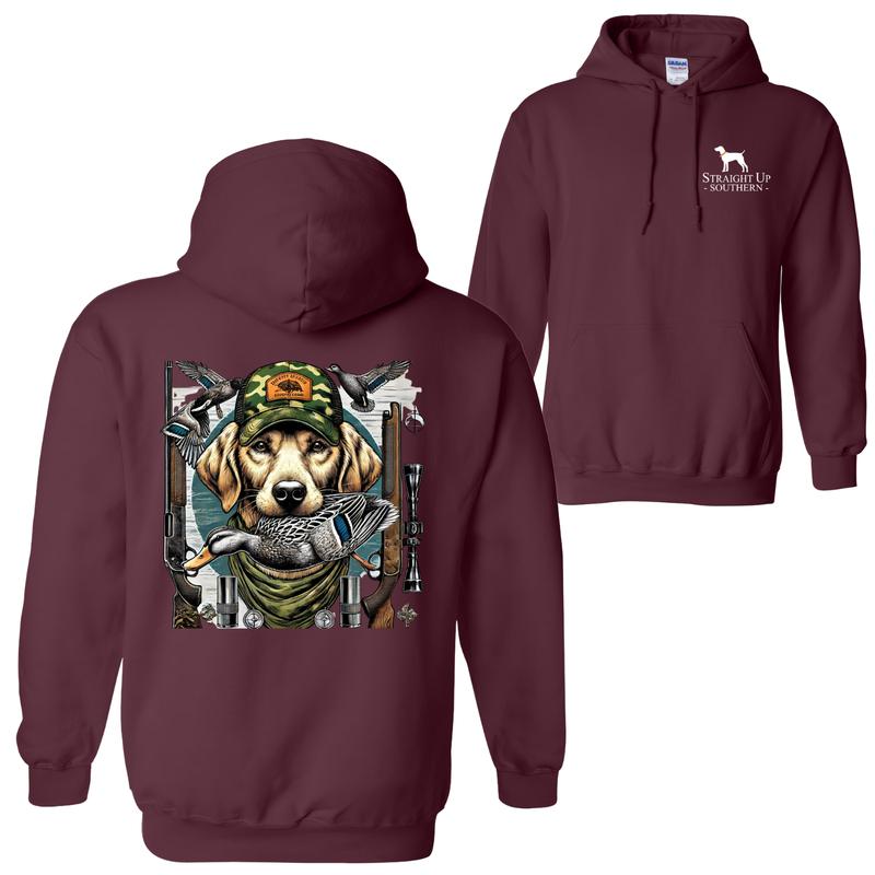 Straight Up Southern Duck Hunting Sweatshirt, - Camo DRG Hunting Dog Graphic for Outdoor Enthusiasts, Cozy and Durable Pullover for Adventure Hoodie