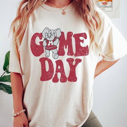 Vintage Alabama Game Day Shirt | Game Day Roll Tide Shirt | Unisex | Crimson Tide | American Football Team Shirt Casual Round Neck