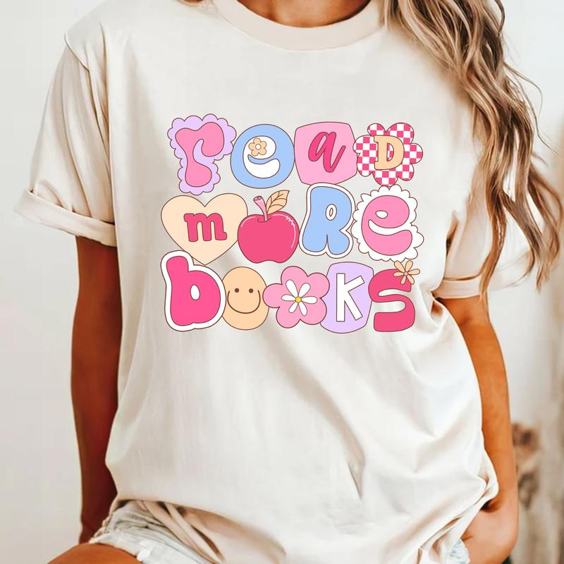 Read More Book Shirt, Funny Teacher Shirt, Book Lover Shirt, Librarian Shirt, Book Tshirt, Reading Shirt for Women, Groovy Gift for Teacher, Back To S