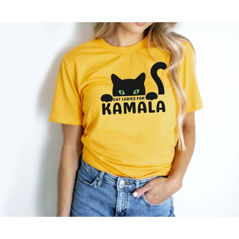 Cat Ladies For Kamala Shirt, Kamala Harris 2024 Shirt, Holiday Gift, Kamala For The People, Vice President, Democrat Print T-Shirt