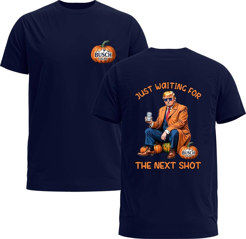 Trump Busch Light Unisex Tee - Just Waiting For The Next Shot TShirt - Gildan 5000 Graphic Shirt, Heavy Cotton, Full Sizing & Colors