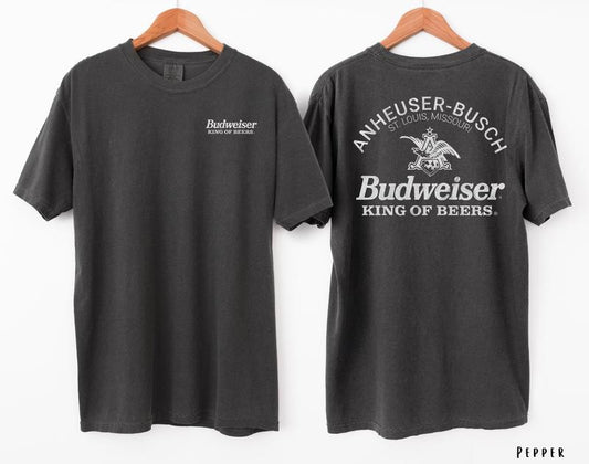 Budweiser T-Shirt, Funny drinking shirt, Whiskey Alcoholic, Budweiser King Of Beer, Vintage Beer Cotton Tee