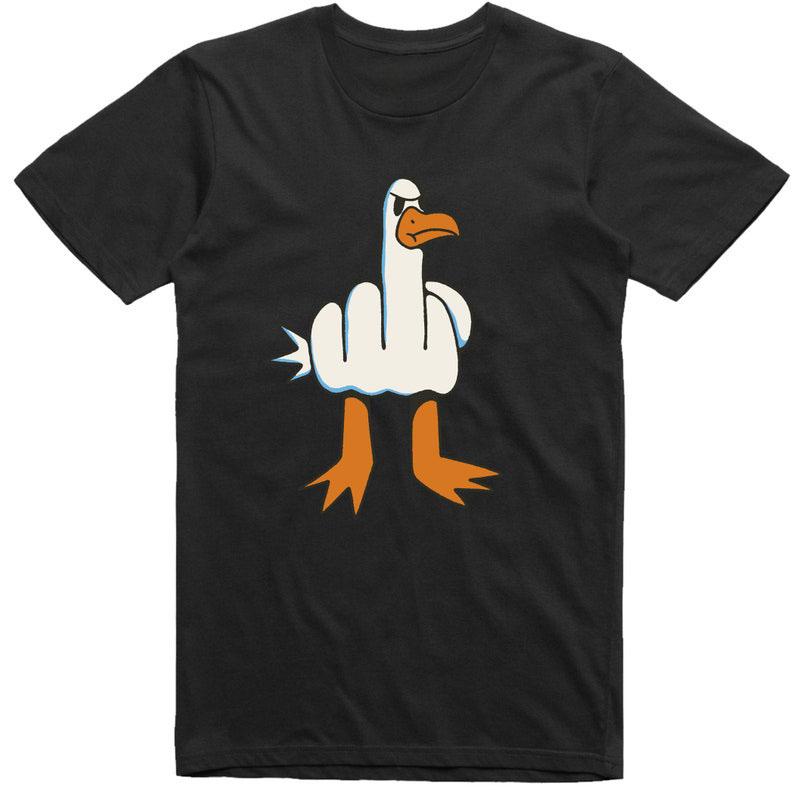 Mens Funny T-Shirt Rude Seagull Design - Regular Fit 100% Cotton Tee with Humorous Appeal for Unisex Fashion