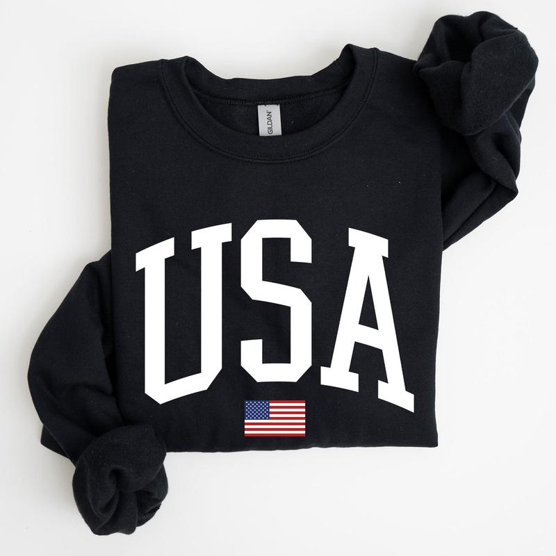 USA Flag, America, Patriotic, 4th of July Sweatshirt, Women's Crew Neck, Crewneck Casual Comfort Womenswear ComfortableÃ‚Â Graphic