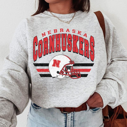 Nebraska Cornhuskers Vintage Football NCAA Sweatshirt, Vintage University of Nebraska Sweatshirt, Unisex Vintage Sweatshirt NCAA, Classic Sport Sweatshirt, Gifts For Football Fan Sport
