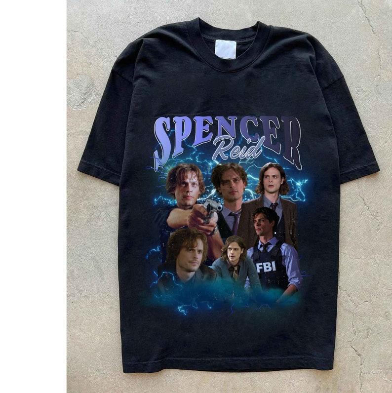 Limited Spencer Reid Vintage T-Shirt, Graphic Unisex T-shirt, Retro 90's Fans Homage T-shirt, Gift For Women and Men Collar Cotton