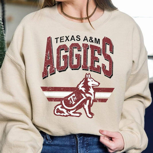 Texas A&M Aggies Vintage Football NCAA Sweatshirt, Vintage Sweatshirt NCAA, Classic Sport Sweatshirt, Gifts For Football Fan Sport