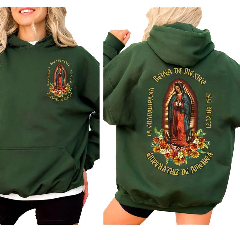 Guadalupe 2 Sides Hoodie, Virgen Maria Hoodie, La Morenita Hoodie Unisex