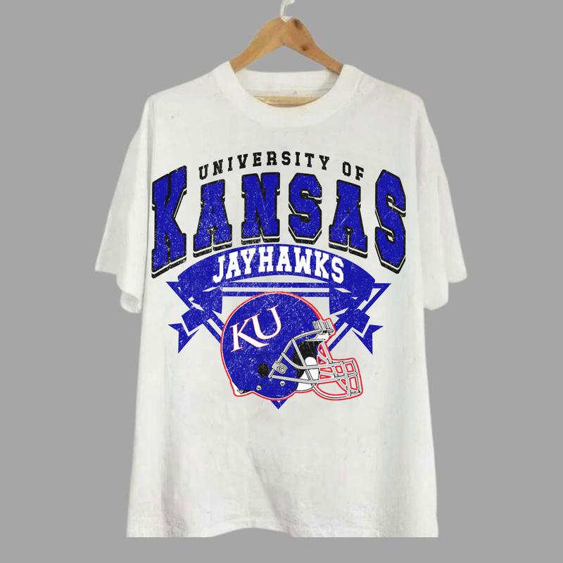 Kansas Jayhawks Vintage NCAA Sweatshirt, Unisex Jayhawks Football Shirt, Classic Sport Hoodie, Gifts for Football Fans, Cotton T-Shirt, Hoodie
