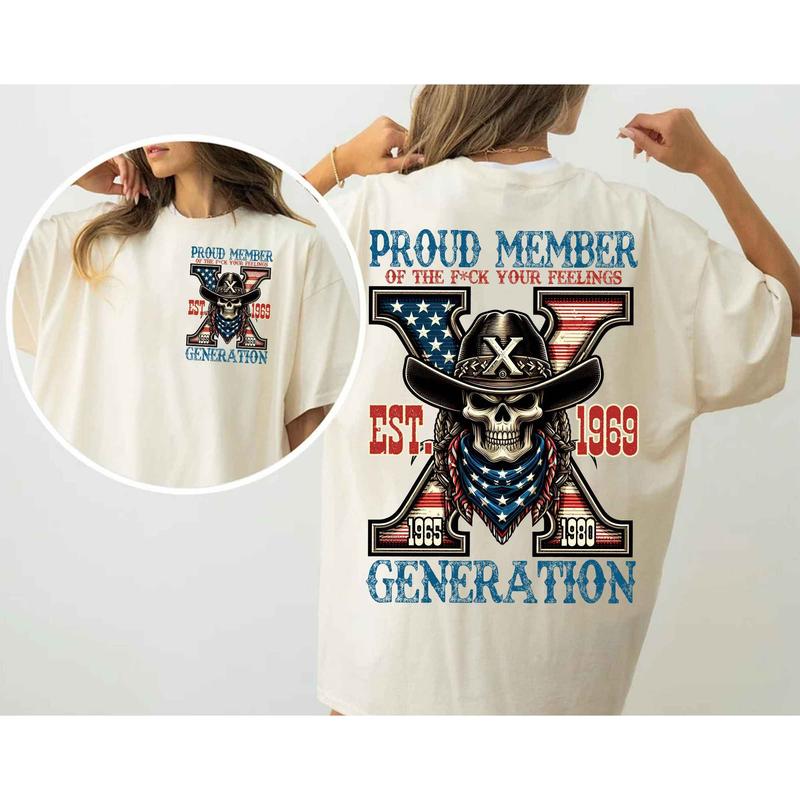 Custom Year Est.1969 Generation X 2 Side Shirt - Vintage 90s GenX 1965-1980 Skull T-shirt -GenX Skull T-shirt