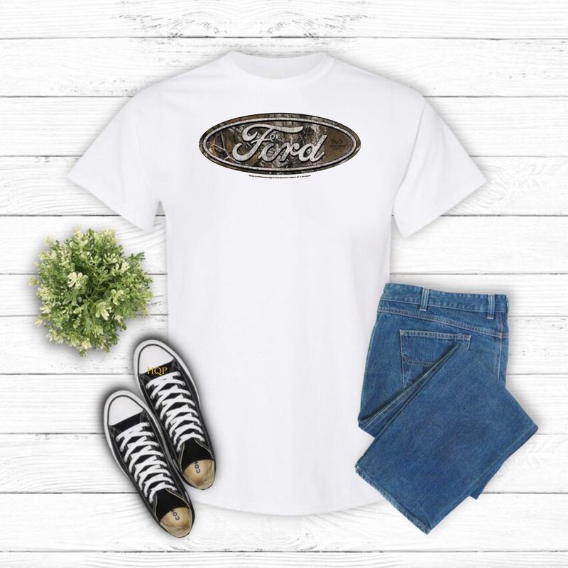 Ford Logo Realtree Camo Logo Gildan-Unisex T-Shirt Cotton Fabric