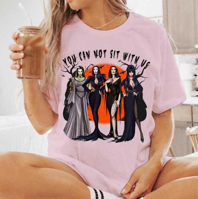 You Can Not Sit With Us Shirt, Retro Halloween Character T-Shirt, Halloween Design T-Shirt Cotton Unisex