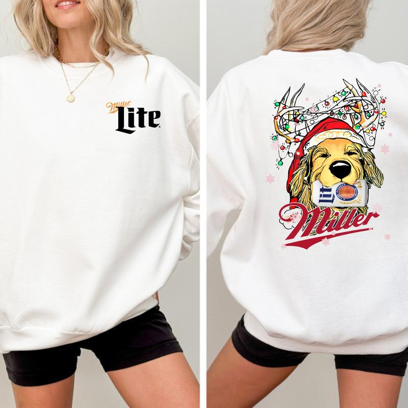 Christmas Shirt, Miller Lite Christmas Dog 2 Siders Sweatshirt, Miller Lite Christmas, Perfect For Beer Lovers, Unisex for Men and For Women