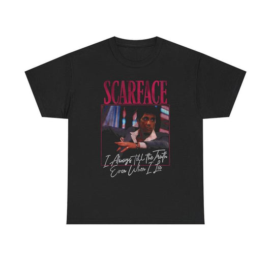 Scarface Heavy Cotton Tee - I Always Tell The Truth Even When I Lie - Tony Montana - Movie Shirt - Gift For Men And Women